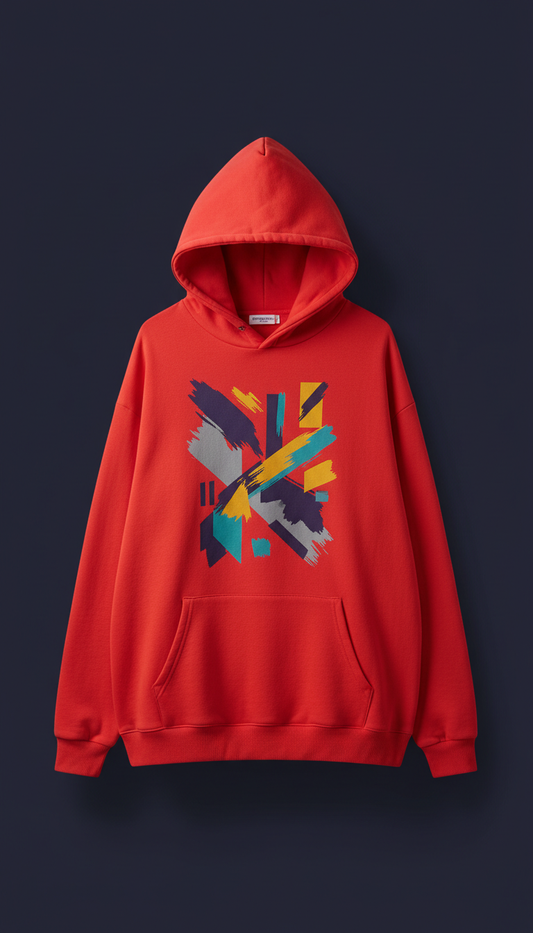 Sweat à capuche graphique vermillon électrique
