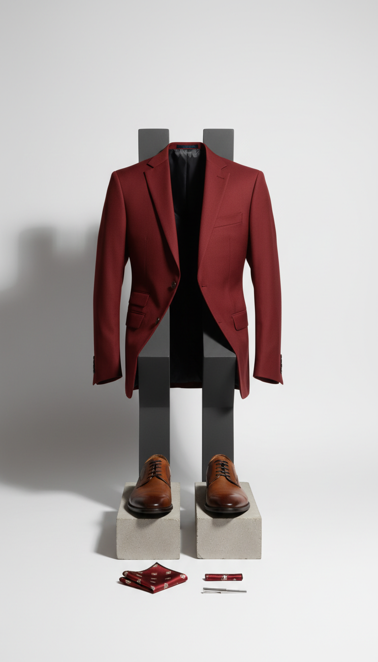 Blazer ajusté rouge métro