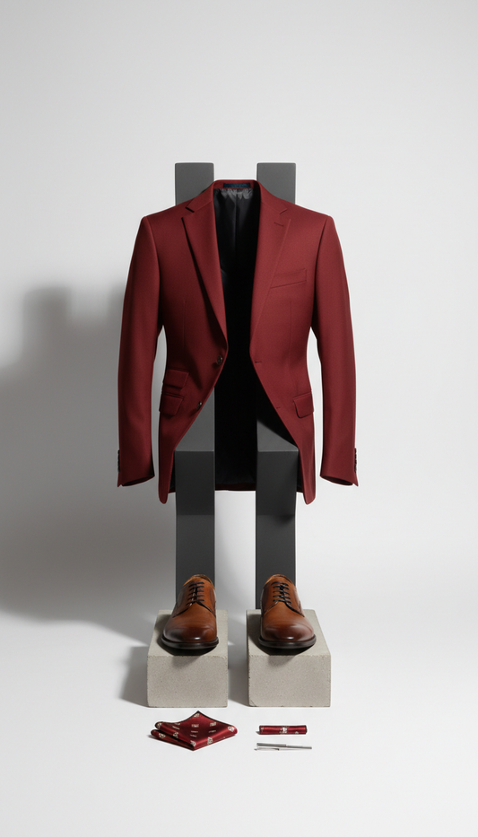 Blazer ajusté rouge métro