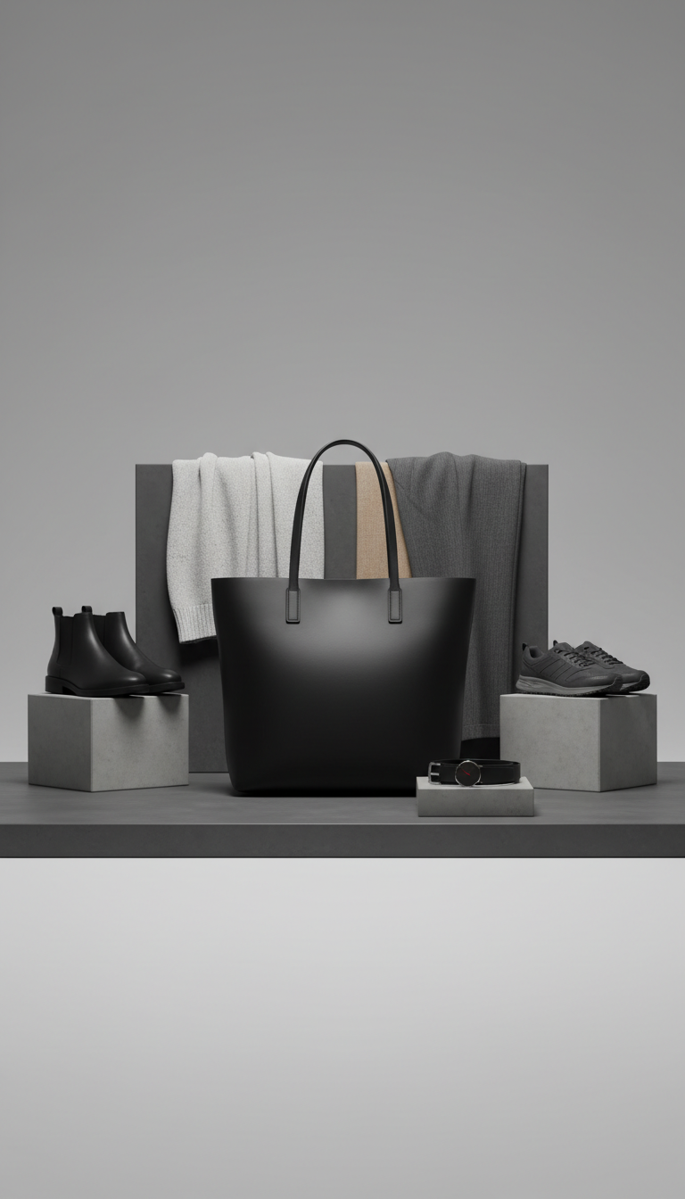Sac cabas minimaliste cuir noir