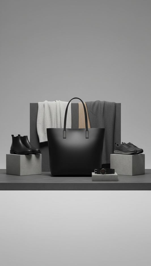Sac cabas minimaliste cuir noir