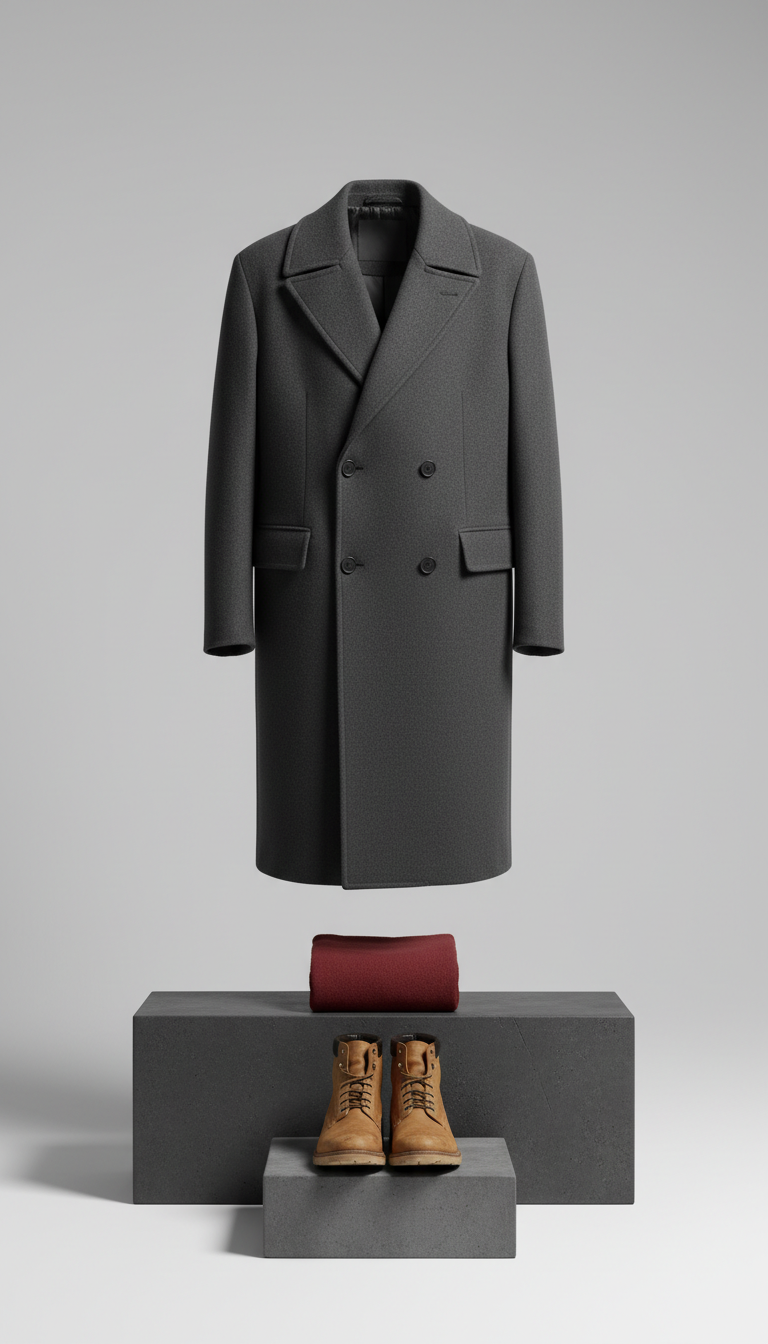 Manteau croisé monochrome long